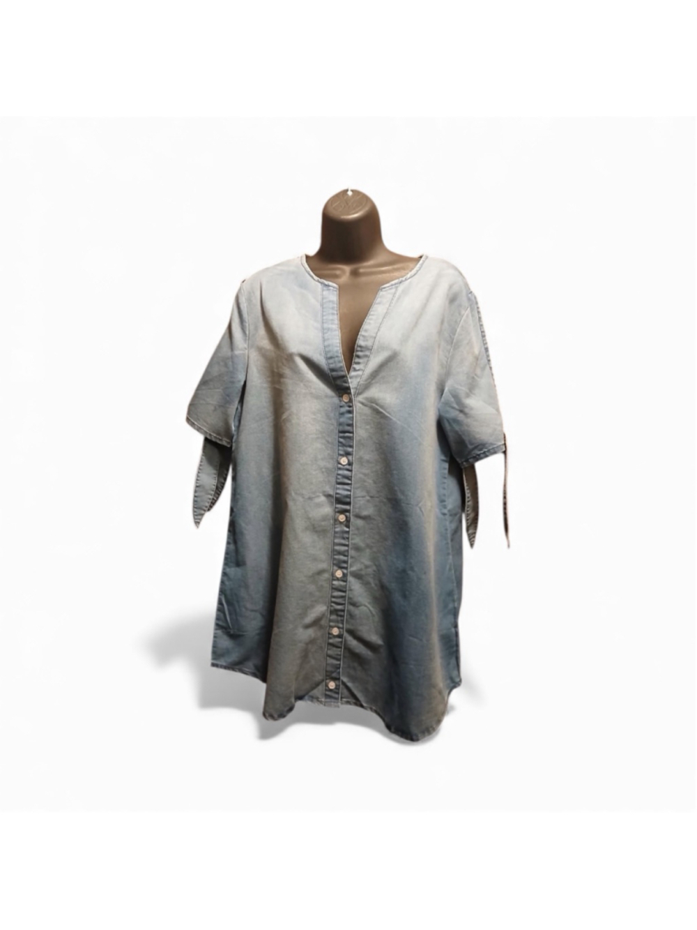 Made With Love Women's Large Chambray Tunic Shirt Dress NWT (INV157) A2